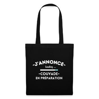 Futur papa humour cadeau, Couvade loading - Sac en tissu - noir - Devant