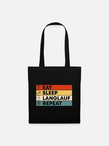 Eat Sleep Langlauf Repeat Wintersport Skifahrer La - Stoffbeutel - Schwarz