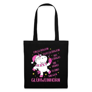 Glühweinhorn Einhorn Glühwein Sprüche Geschenk - Stoffbeutel - Schwarz - Vorne