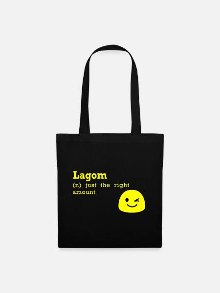 Lagom just the right amount Swedish Geschenk - Stoffbeutel - Schwarz
