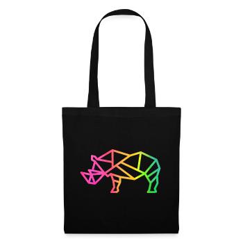 Rainbow Rhino - Colourful Geometric Rhino Design - Tote Bag - black - Front