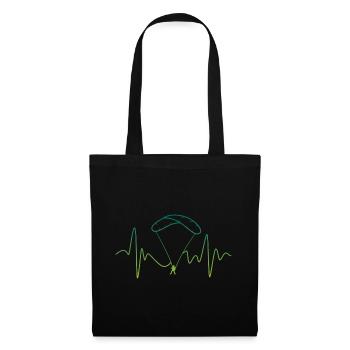 Heartbeat Graphic Paragliding Paraglider Skydiver - Stoffbeutel - Schwarz - Vorne