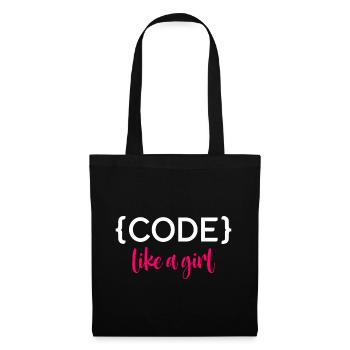 Code Like A Girl Programming Coder Computer Geek D - Stoffbeutel - Schwarz - Vorne