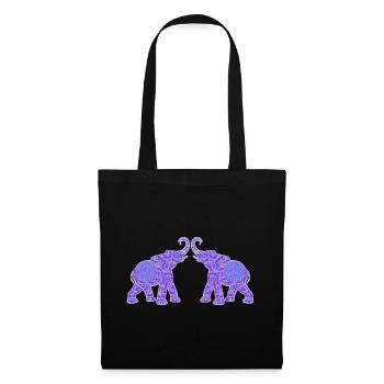 Wonderful Dot Work - Two ELEPHANTS 1 - Tote Bag - black - Front
