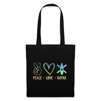 Peace Love Kayak Canoe Kayaking Rower Rowing Paddl - Stoffbeutel - Schwarz - Vorne