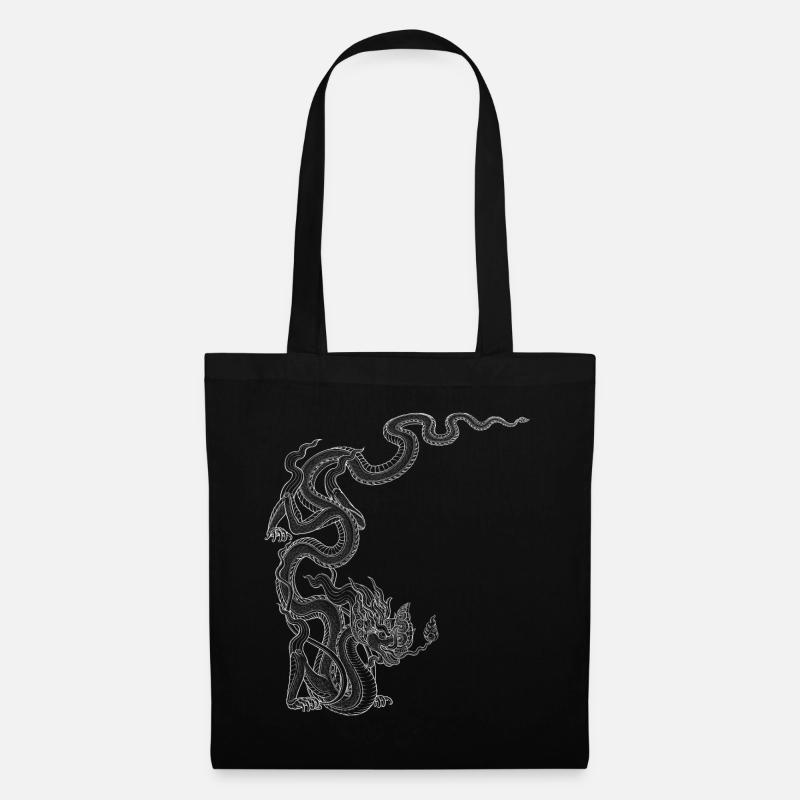 Weißer Drache - Long Remake - Stoffbeutel - Schwarz