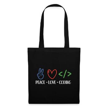 Peace Love Coding Coder Software Developer Program - Stoffbeutel - Schwarz - Vorne