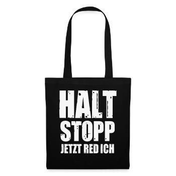 HALT STOPP - Stoffbeutel - Schwarz - Vorne