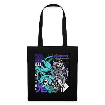 Oni Maske Hannya japanischer Dämon Otaku Pastell - Stoffbeutel - Schwarz - Vorne