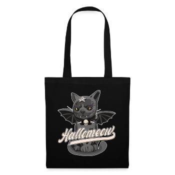 Chat Avec Des Ailes, Halloween, Hallomeow - Sac en tissu - noir - Devant
