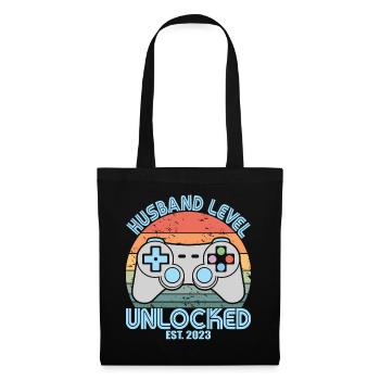 Husband Level Unlocked Est. 2023 Funny Married Men - Tote Bag - black - Front