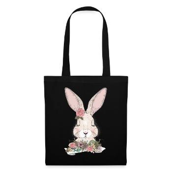 lapin de rêve avec ornement floral - Sac en tissu - noir - Devant