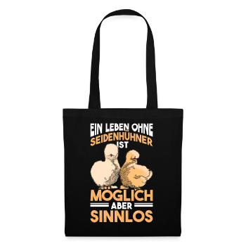 Seidenhuhn Seidenhühner Silkie Hühner Geschenk - Stoffbeutel - Schwarz - Vorne