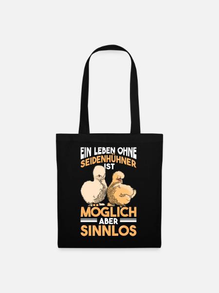 Seidenhuhn Seidenhühner Silkie Hühner Geschenk - Stoffbeutel - Schwarz