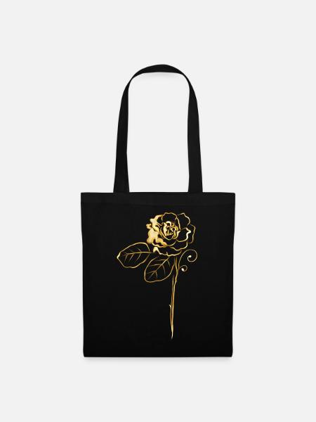 Rose in Gold - Stoffbeutel - Schwarz