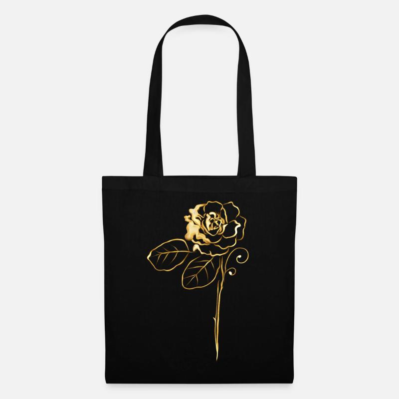 Rose in Gold - Stoffbeutel - Schwarz