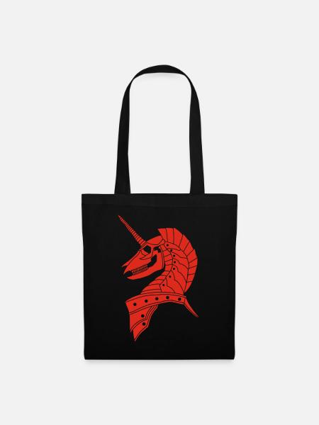 Rotes gotisches Einhorn - Stoffbeutel - Schwarz