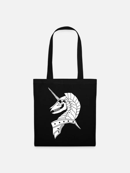 Weißes gotisches Einhorn - Stoffbeutel - Schwarz