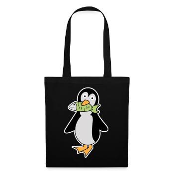 Mignon Pingouin Oiseau Animal Oiseau de Mer Arctique - Sac en tissu - noir - Devant