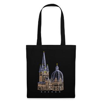 Cathédrale d’Aix-la-Chapelle, dessinée à la main - Sac en tissu - noir - Devant