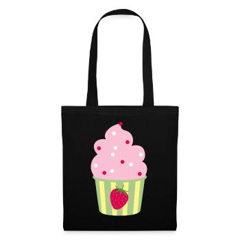 Icecream Cup Erdbeere Erdbeerzeit Eis Sommer Fun - Tote Bag - black - Front