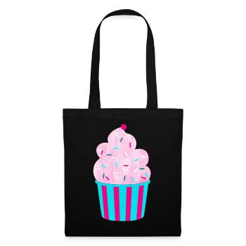 Icecream Cup Deko Eis Streifen Sommer Fun Fan - Stoffbeutel - Schwarz - Vorne
