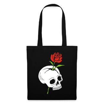Le crâne et la rose - Sac en tissu - noir - Devant