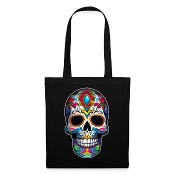Dia de los Muertos Totenschädel - Stoffbeutel - Schwarz - Vorne