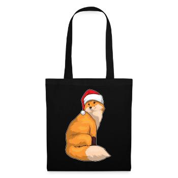 Fuchs Weihnachten Weihnachtsmütze - Stoffbeutel - Schwarz - Vorne