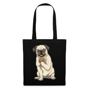 Mops Cookie - Stoffbeutel - Schwarz - Vorne