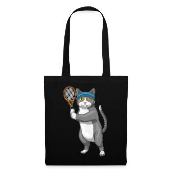 Cat Tennis Tennis Racket - Tote Bag - black - Front
