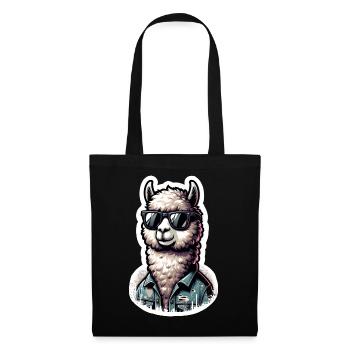 Alpaca Cool Sunglasses Denim Jacket - Tote Bag - black - Front