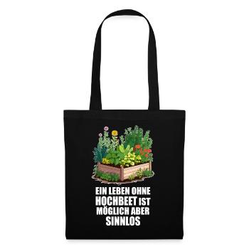 Hobbygärtner, Hochbeet, Garten, Pflanzen, Gemüse - Stoffbeutel - Schwarz - Vorne
