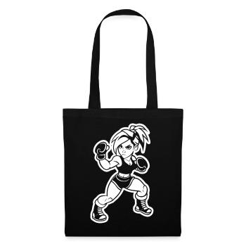 Kickboxerin Cartoon Stil - Stoffbeutel - Schwarz - Vorne