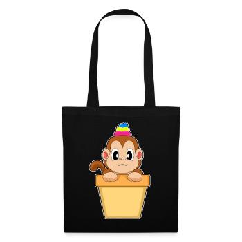 Affe Cupcake - Stoffbeutel - Schwarz - Vorne