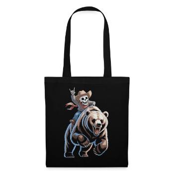 Skeleton cowboy on bear - Tote Bag - black - Front