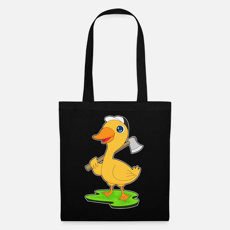 Duck Lumberjack Axe Forest - Tote Bag - black