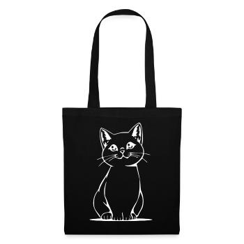 Katze Kätzchen Katzenshirt Geschenk - Stoffbeutel - Schwarz - Vorne