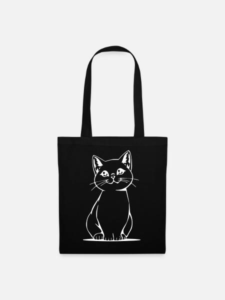 Katze Kätzchen Katzenshirt Geschenk - Stoffbeutel - Schwarz