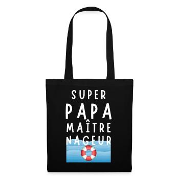 Père MNS Humour Super Papa Maitre Nageur Sauveteur - Sac en tissu - noir - Devant
