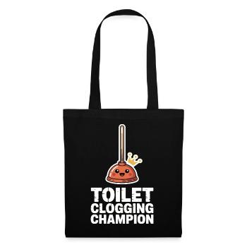 Champion du bouchon des toilettes Klo Humour - Sac en tissu - noir - Devant