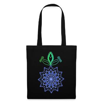 Mandala-Blüte Farbdesign - Stoffbeutel - Schwarz - Vorne