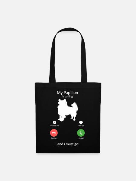 Papillon Hund Anruf-Smartphone-Schnittstelle - Stoffbeutel - Schwarz