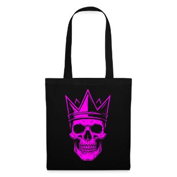 Crâne néon avec autocollant de style gothique rose couronne - Sac en tissu - noir - Devant