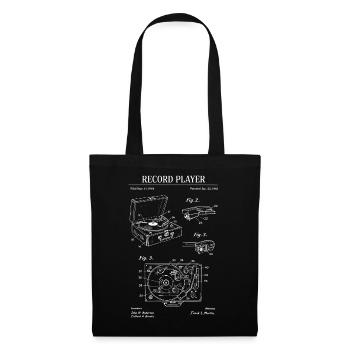 Retro Record Player Blueprint - Tote Bag - black - Front