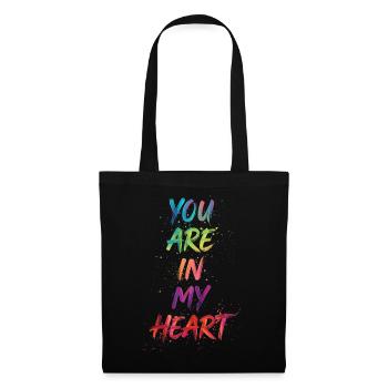 You Are In My Heart Color Text Painting Print - Tote Bag - black - Front
