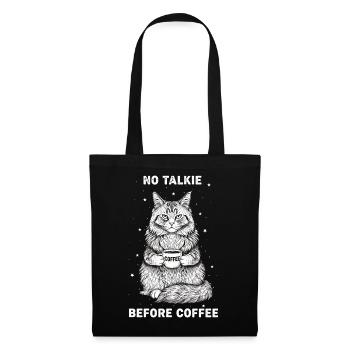 No conversation in front of coffee lover cat - Tote Bag - black - Front
