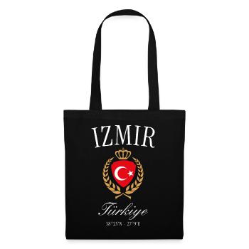İzmir Türkei Wappen Krone – Reise Souvenir - Stoffbeutel - Schwarz - Vorne