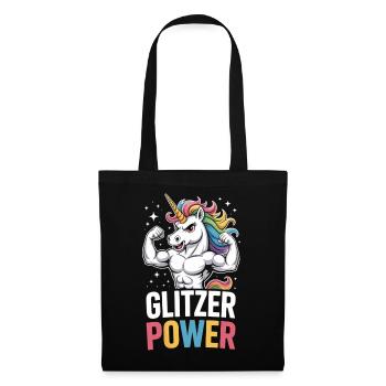 Glitter Power Muscle Unicorn Rainbow Strength - Tote Bag - black - Front