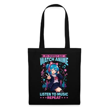 Anime and Music Chibi - Stoffbeutel - Schwarz - Vorne